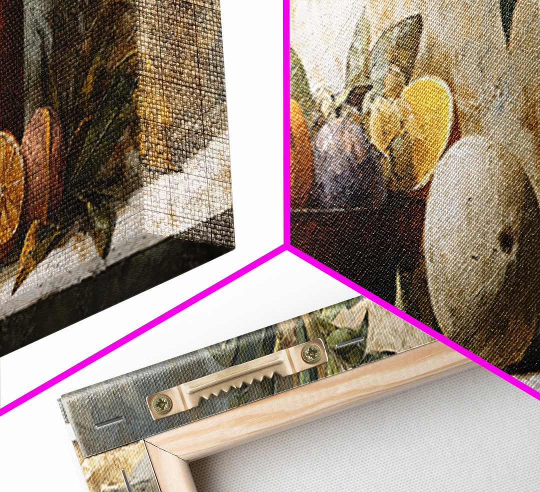 Marble Fruit Still Life Framed Canvas Print, Italian Villa Art, Gallery Wall Set, Living Room Decor, Fine Art, Villa, IVA-3x1-15