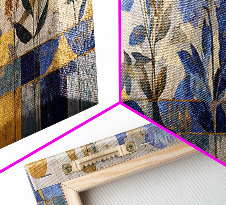 Italian Tile Pattern Canvas Print, Italian Villa Art, Original Painting, Living Room Decor, Fine Art, Villa, Landscape Painting, IVA-3x1-33