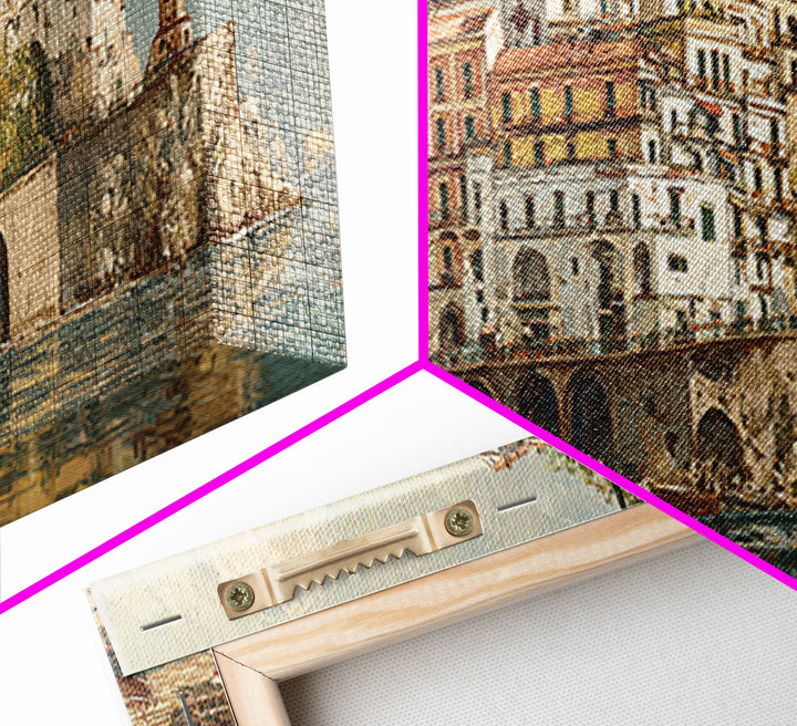 Amalfi Coast Cliffs Framed Canvas Print, Italian Villa Art, Printable Art, Living Room Decor, Villa, Digital Download Art, IVA-3x1-53