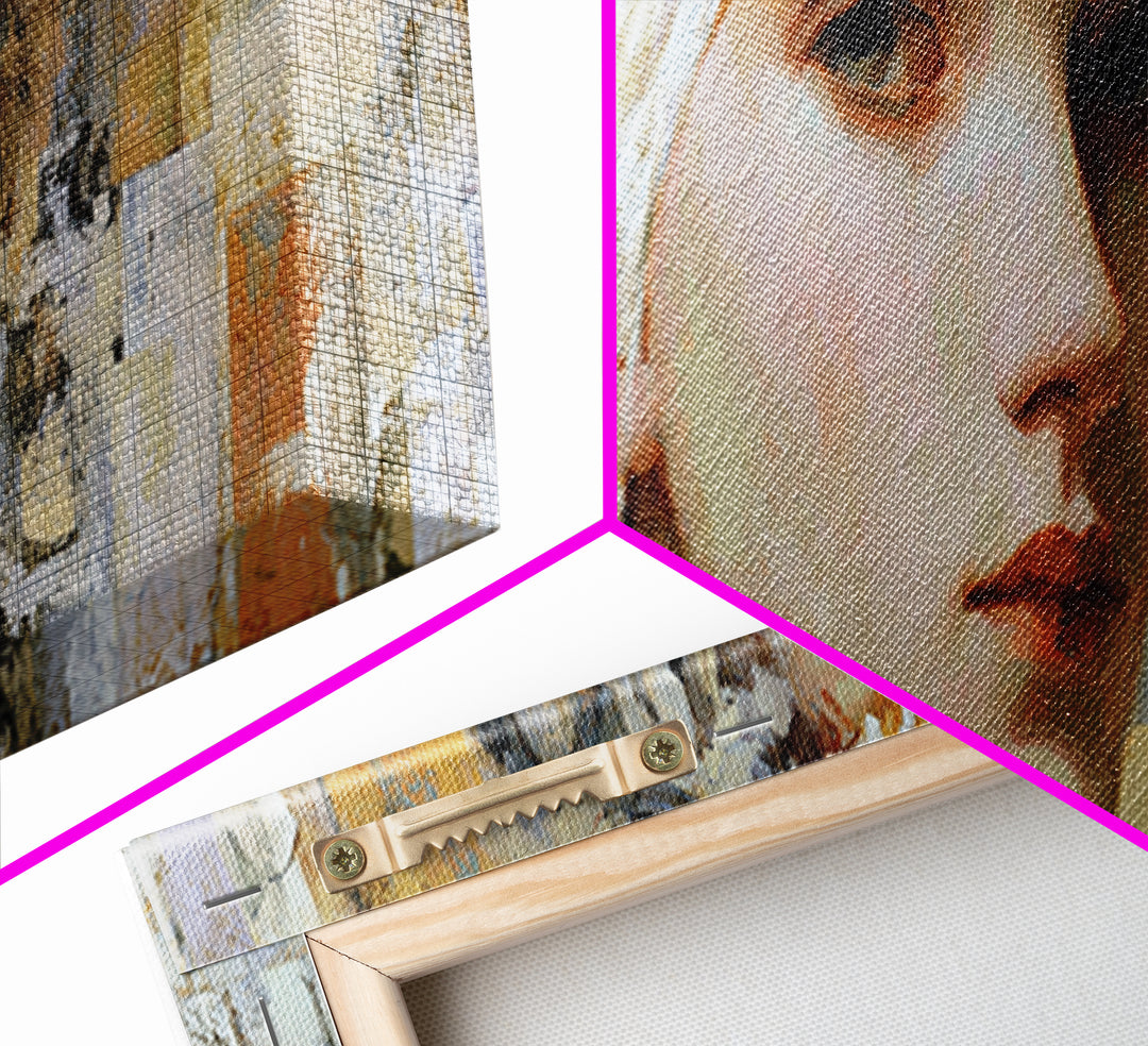 Renaissance Inspired Portrait with Modern Softness Canvas Print, Italian Villa Art, Oil Painting, Living Room Decor, Villa, IVA-3x1-58