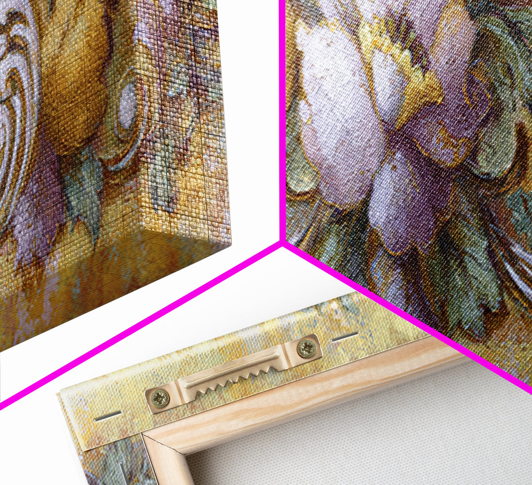 Florentine Floral Ornament Pattern Framed Canvas Print, Italian Villa Art, Printable Art, Living Room Decor, Fine Art, Villa, IVA-3x1-74