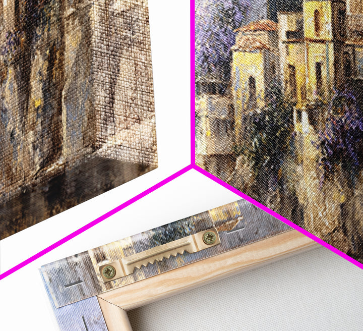 Amalfi Coast Cliffs Framed Canvas Print, Italian Villa Art, Printable Art, Living Room Decor, Villa, Digital Download Art, IVA-3x1-77