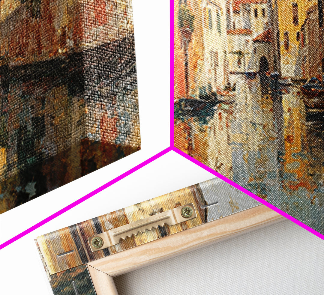 Venetian Canal Reflection Without City Crowd Canvas Print, Italian Villa Art, Contemporary Art, Living Room Decor, Villa, IVA-3x1-84