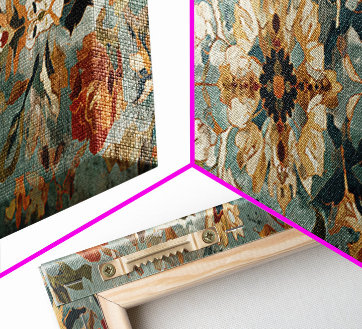 Florentine Floral Ornament Pattern Canvas Print, Italian Villa Art, Coastal Wall Art, Living Room Decor, Oil Painting, Villa, IVA-3x1-98