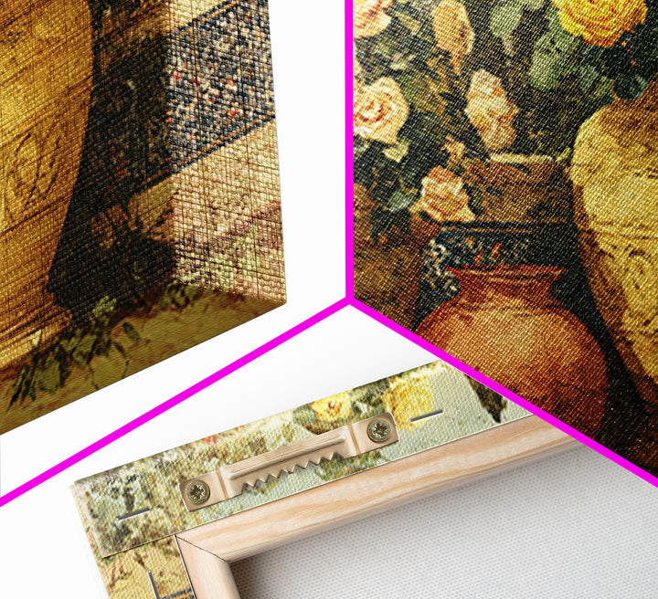 Italian Villa Garden Urn Framed Canvas Print, Italian Villa Art, Printable Wall Art, Living Room Decor, Oil Painting, Villa, IVA-3x2-10