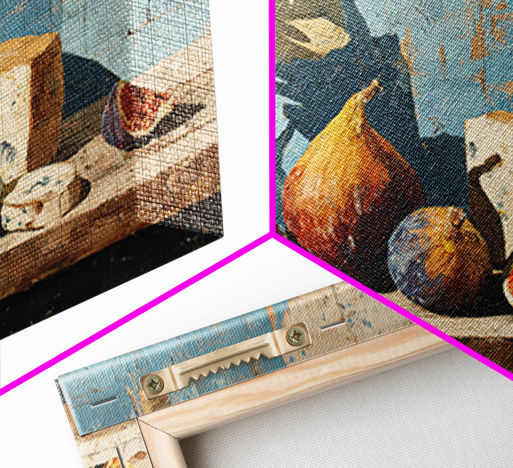 Figs and Cheese on Rustic Wooden Board Canvas Print, Italian Villa Art, Printable Wall Art, Living Room Decor, Villa, IVA-3x2-13