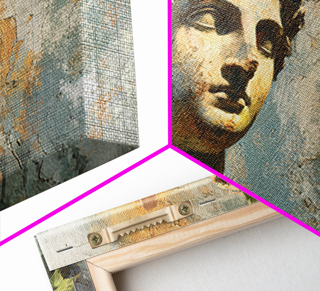 Classic Roman Statue Bust Canvas Print, Italian Villa Art, Art Print, Living Room Decor, Watercolor Art, Villa, Printable Art, IVA-3x2-16
