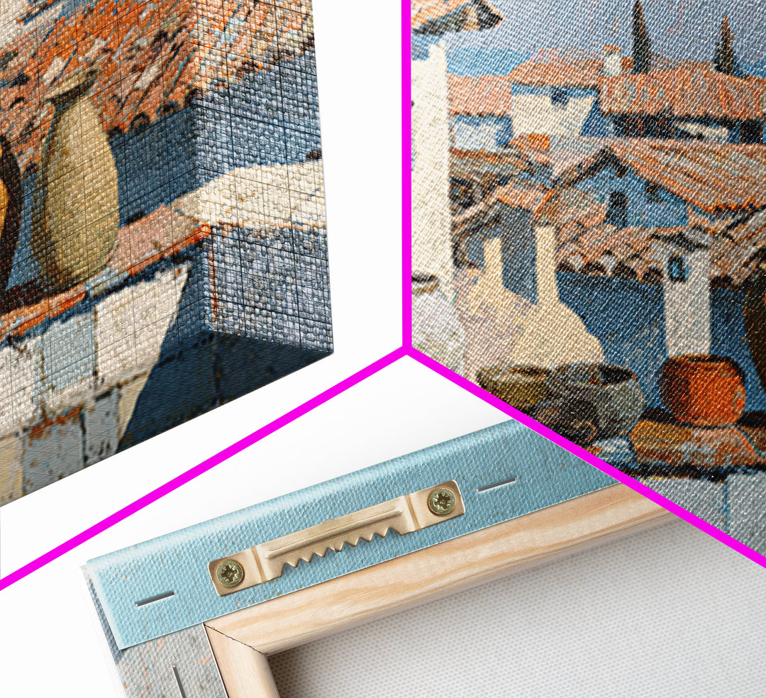 Terracotta Rooftops Against Pale Sky Canvas Print, Italian Villa Art, Minimalist Decor, Living Room Decor, Fine Art, Villa, IVA-3x2-32