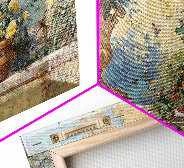 Italian Villa Garden Urn Canvas Print, Italian Villa Art, Framed Wall Art, Living Room Decor, Watercolor Art, Villa, IVA-3x2-34