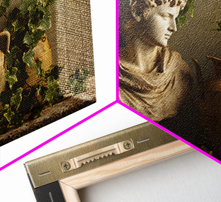 Classic Roman Statue Bust Framed Canvas Print, Italian Villa Art, Printable Wall Art, Living Room Decor, Oil Painting, Villa, IVA-3x2-40