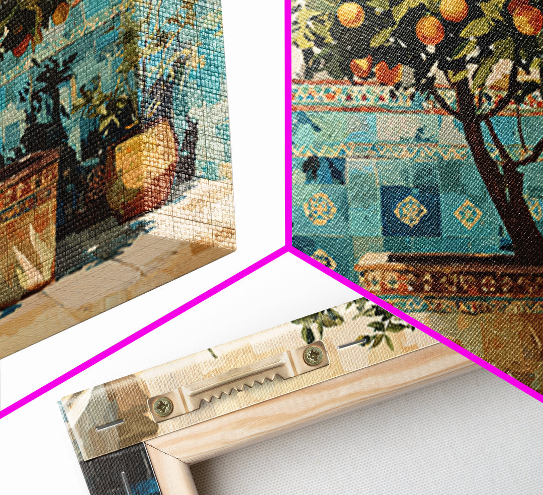 Orange Tree in a Courtyard Planter Canvas Print, Italian Villa Art, Original Painting, Living Room Decor, Fine Art, Villa, IVA-3x2-42