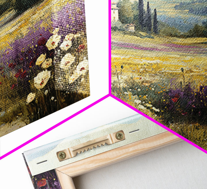 Tuscan Poppy Field Canvas Print, Italian Villa Art, Framed Wall Art, Living Room Decor, Abstract Art, Villa, Colorful Wall Art, IVA-3x2-43