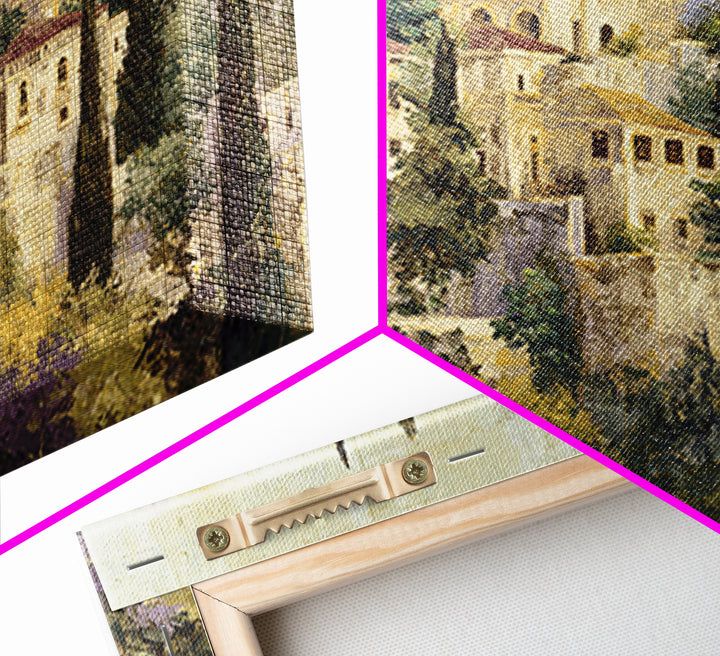 Tuscan Hillside with Cypress Trees and Golden Canvas Print, Italian Villa Art, Living Room Wall Art, Living Room Decor, Villa, IVA-3x2-53