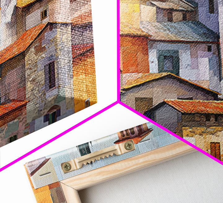 Terracotta Rooftops Against Pale Sky Canvas Print, Italian Villa Art, Living Room Wall Art, Living Room Decor, Fine Art, Villa, IVA-3x2-56