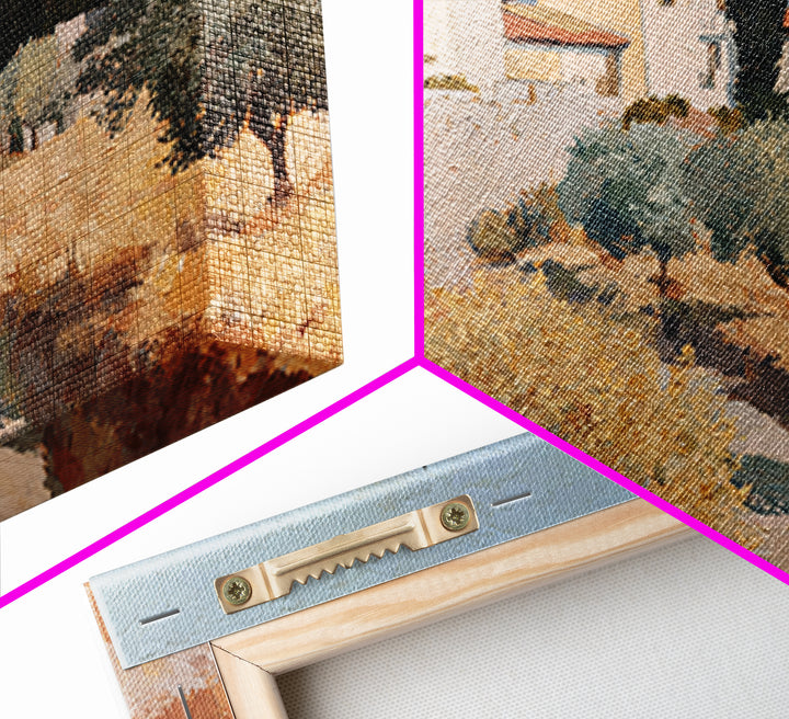 Olive Grove Path Framed Canvas Print, Italian Villa Art, Oil Painting, Living Room Decor, Watercolor Art, Villa, IVA-3x2-79
