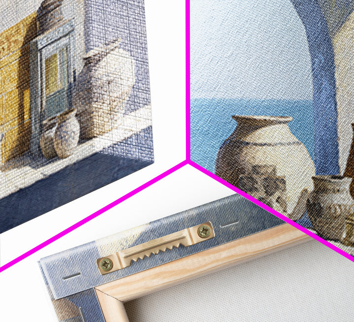 Mediterranean Arch Framing Blue Sea Canvas Print, Italian Villa Art, Gallery Wall, Living Room Decor, Fine Art, Villa, IVA-3x2-84