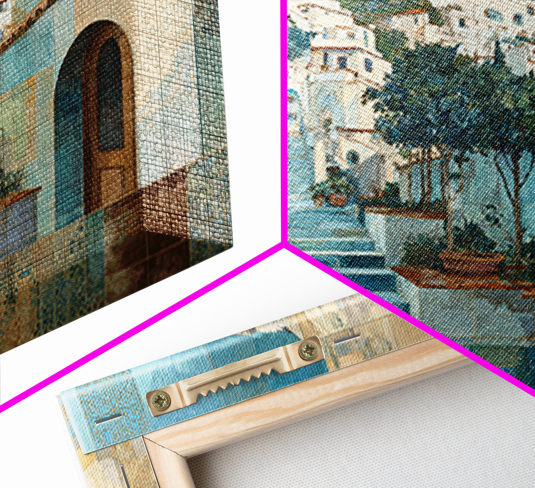 Amalfi Coast Cliffs Canvas Print, Italian Villa Art, Coastal Wall Art, Living Room Decor, Oil Painting, Villa, IVA-3x2-89
