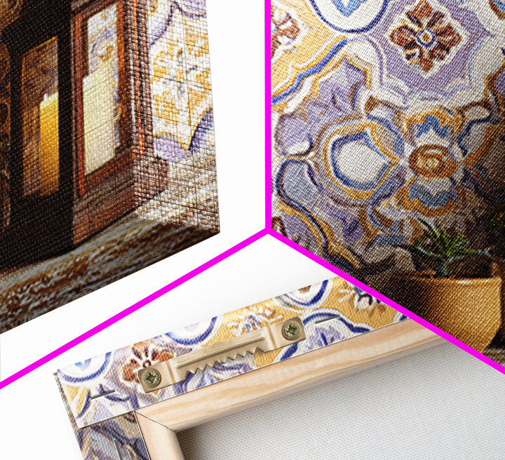 Italian Tile Pattern Canvas Print, Italian Villa Art, Coastal Decor, Living Room Decor, Fine Art, Villa, Landscape Print, IVA-3x2-93