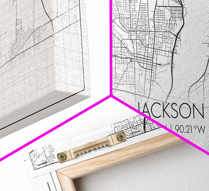 Jackson City Map, Mississippi Map, Map Art, Modern Art, Wall Art, Canvas Art, Apartment Wall Décor, Modern Farmhouse Art, Gift For Men
