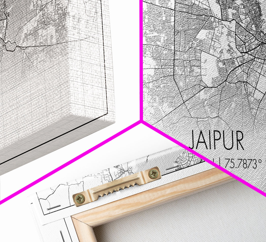 Jaipur City Map, India Map, Map Art, Modern Art, Wall Art, Canvas Art, Apartment Wall Art, Tiny House Gift, Book Shelf Décor, Travel Print
