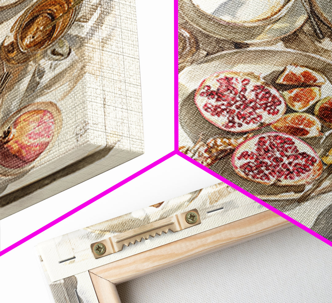 Figs Pomegranates and Linen Composition Canvas Print, Kitchen Art, Kitchen Wall Decor, Kitchen Decor, Fine Art, Kitchen, KIT-1x1-22