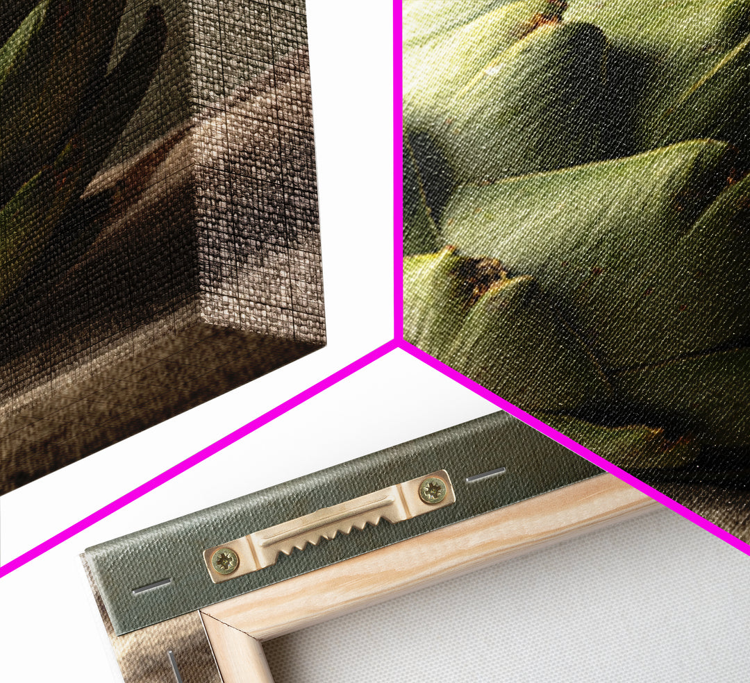 Artichoke Closeup in Painterly Green Tones Framed Canvas Print, Kitchen Art, Art Deco, Kitchen Decor, Fine Art, Kitchen, KIT-1x1-44
