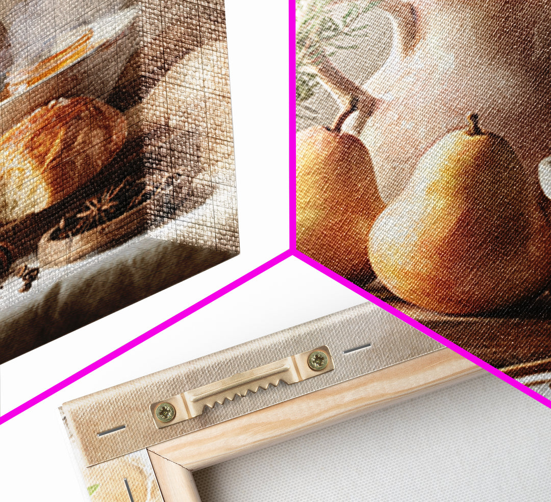 Farmhouse Pears on a Wooden Board Framed Canvas Print, Kitchen Art, Statement Artwork, Kitchen Decor, Abstract Art, Kitchen, KIT-1x1-57
