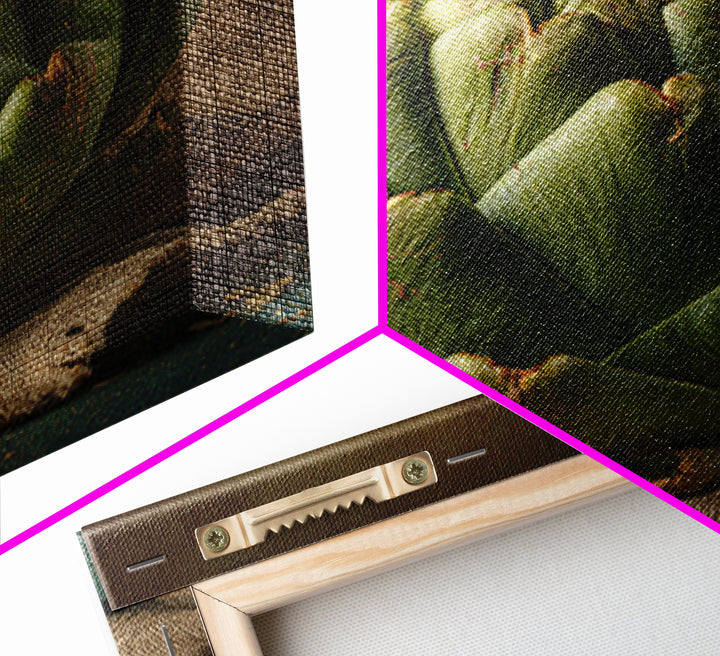 Artichoke Closeup in Painterly Green Tones Framed Canvas Print, Kitchen Art, Kitchen Prints, Kitchen Decor, Fine Art, Kitchen, KIT-1x1-68