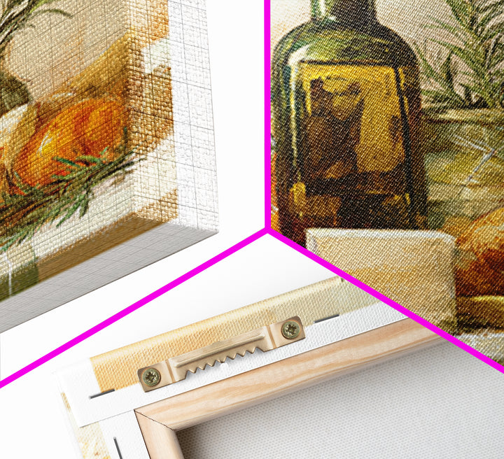 Olive Oil Bottle and Rosemary Branch Canvas Print, Kitchen Art, Room Decor, Kitchen Decor, Fine Art, Kitchen, Digital Art, KIT-1x1-77