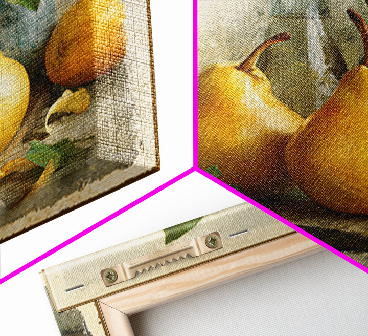 Farmhouse Pears on a Wooden Board Canvas Print, Kitchen Art, Textured Painting, Kitchen Decor, Fine Art, Kitchen, KIT-1x1-81