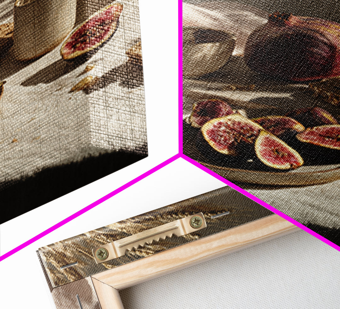 Figs Pomegranates and Linen Composition Canvas Print, Kitchen Art, Kitchen Art Print, Kitchen Decor, Abstract Art, Kitchen, KIT-1x1-94