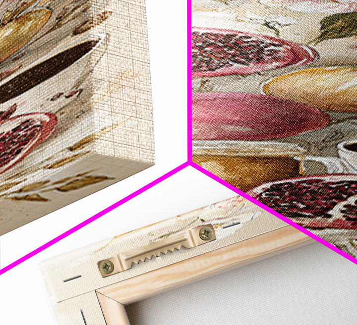 Figs Pomegranates and Linen Composition Canvas Print, Kitchen Art, Modern Art, Kitchen Decor, Abstract Art, Kitchen, KIT-1x3-10