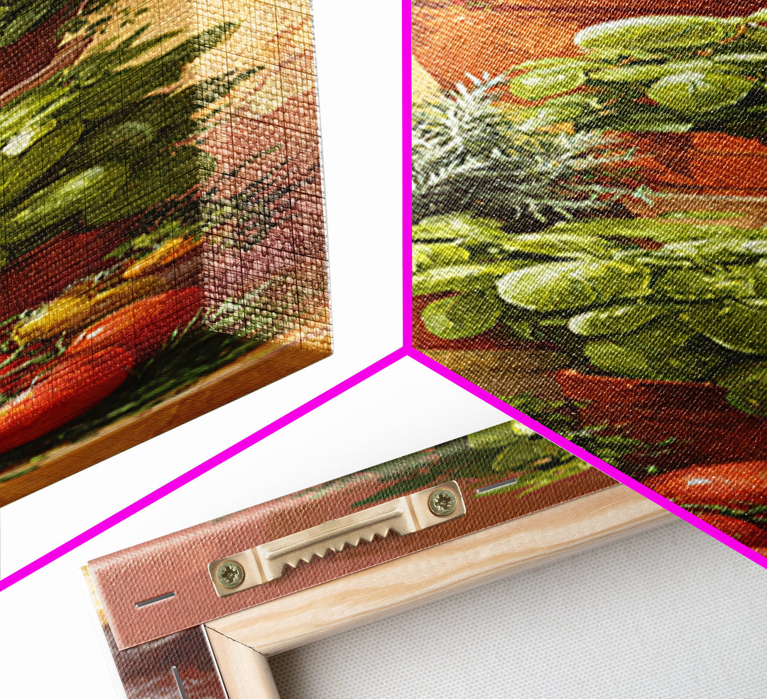 Fresh Herbs in Terracotta Pots Canvas Print, Kitchen Art, Statement Artwork, Kitchen Decor, Fine Art, Kitchen, Wall Decor, KIT-1x3-37