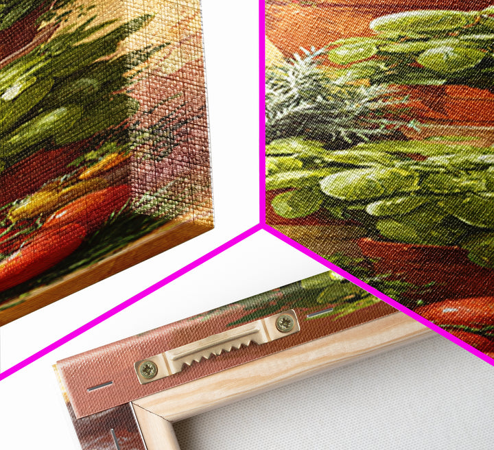 Fresh Herbs in Terracotta Pots Canvas Print, Kitchen Art, Statement Artwork, Kitchen Decor, Fine Art, Kitchen, Wall Decor, KIT-1x3-37