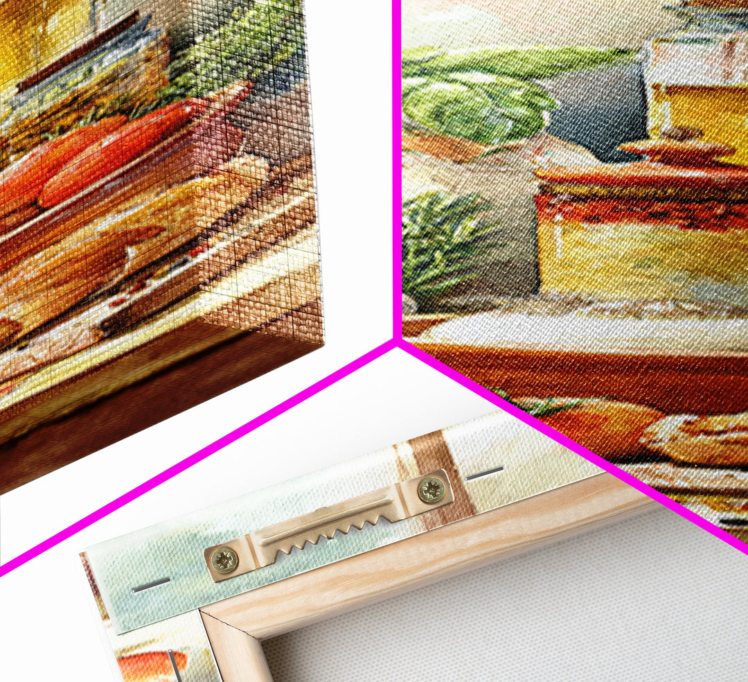 Watercolor Spice Jars Without Readable Labels Canvas Print, Kitchen Art, Kitchen Print, Kitchen Decor, Fine Art, Kitchen, KIT-1x3-49