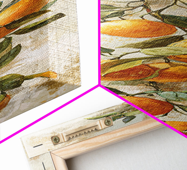 Orange Citrus Botanical Branch Canvas Print, Kitchen Art, Kitchen Print, Kitchen Decor, Oil Painting, Kitchen, Art Print, KIT-1x3-95