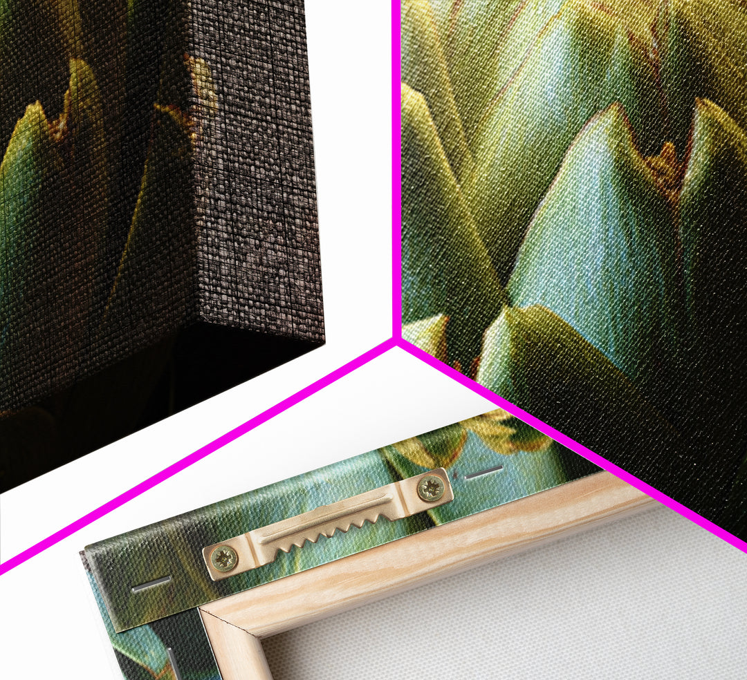Artichoke Closeup in Painterly Green Tones Framed Canvas Print, Kitchen Art, Home Decor, Kitchen Decor, Fine Art, Kitchen, KIT-2x1-40