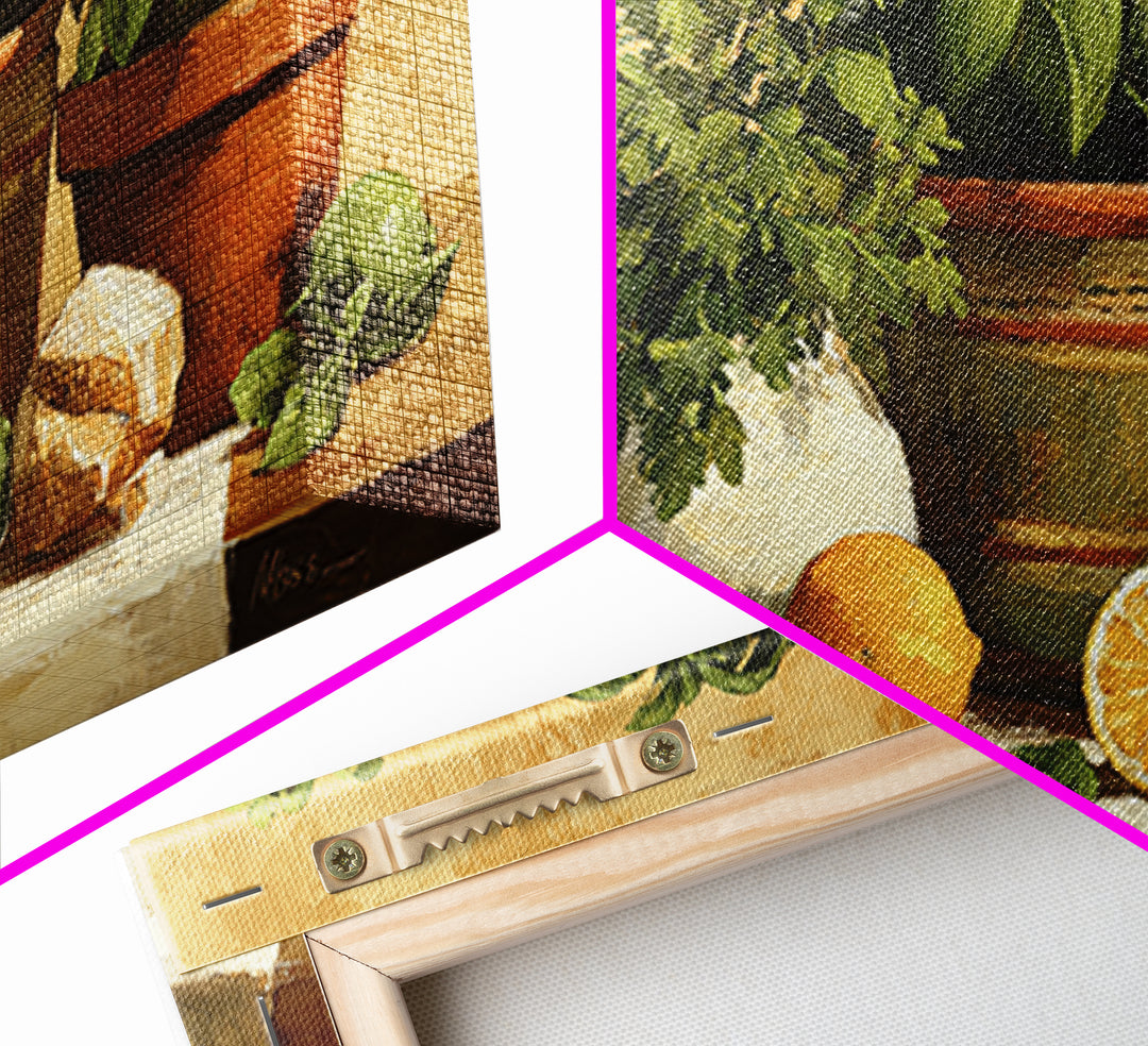 Fresh Herbs in Terracotta Pots Canvas Print, Kitchen Art, Kitchen Decor, Kitchen, Trendy Wall Art, Dining Room Wall Art, KIT-2x1-69