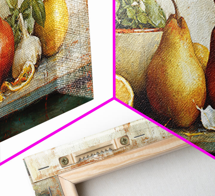 Farmhouse Pears on a Wooden Board Canvas Print, Kitchen Art, Digital Art, Kitchen Decor, Oil Painting, Kitchen, KIT-2x1-77