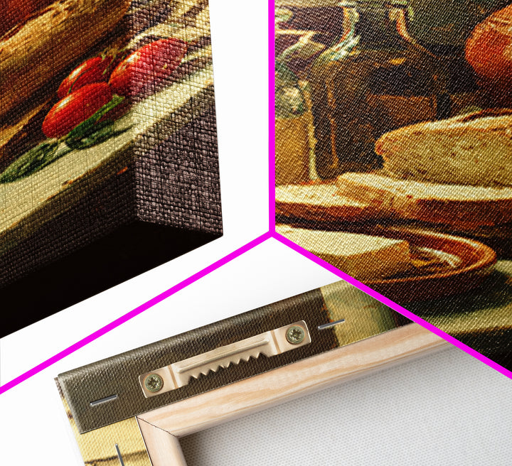 Fresh Bread with Butter and Honey Framed Canvas Print, Kitchen Art, Boho Decor, Kitchen Decor, Abstract Art, Kitchen, KIT-2x3-2