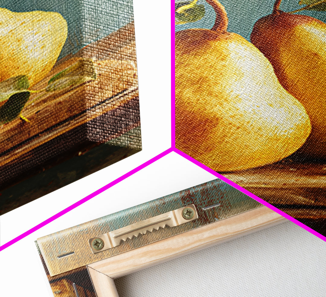Farmhouse Pears on a Wooden Board Framed Canvas Print, Kitchen Art, Wall Decor, Kitchen Decor, Abstract Art, Kitchen, KIT-2x3-41