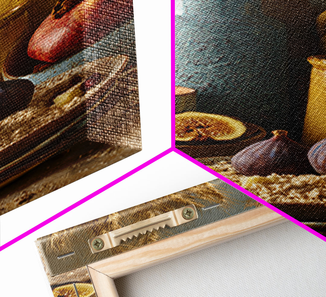 Figs Pomegranates and Linen Composition Framed Canvas Print, Kitchen Art, Wall Decor, Kitchen Decor, Abstract Art, Kitchen, KIT-2x3-78