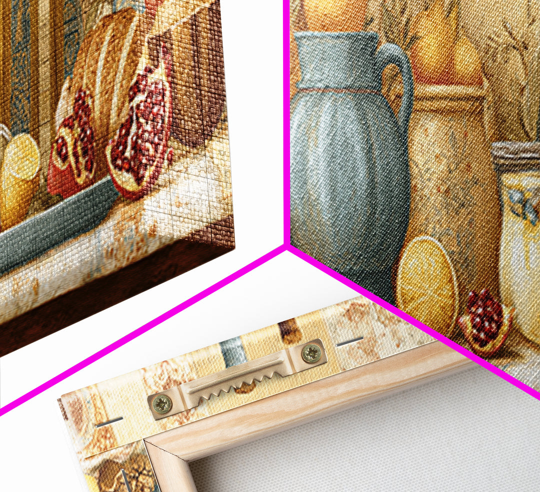 Figs Pomegranates and Linen Composition Canvas Print, Kitchen Art, Gallery Decor, Kitchen Decor, Fine Art, Kitchen, KIT-3x1-62