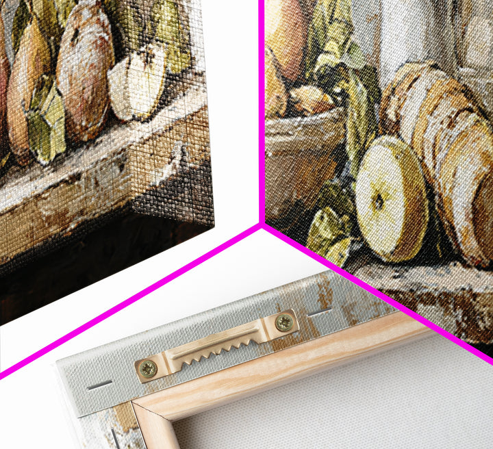 Farmhouse Pears on a Wooden Board Framed Canvas Print, Kitchen Art, Dining Room Wall Art, Kitchen Decor, Fine Art, Kitchen, KIT-3x1-73