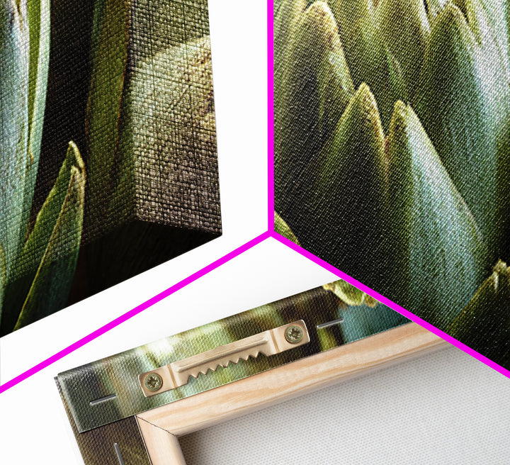 Artichoke Closeup in Painterly Green Tones Framed Canvas Print, Kitchen Art, Kitchen, Kitchen Decor, Fine Art, Kitchen, KIT-3x1-84