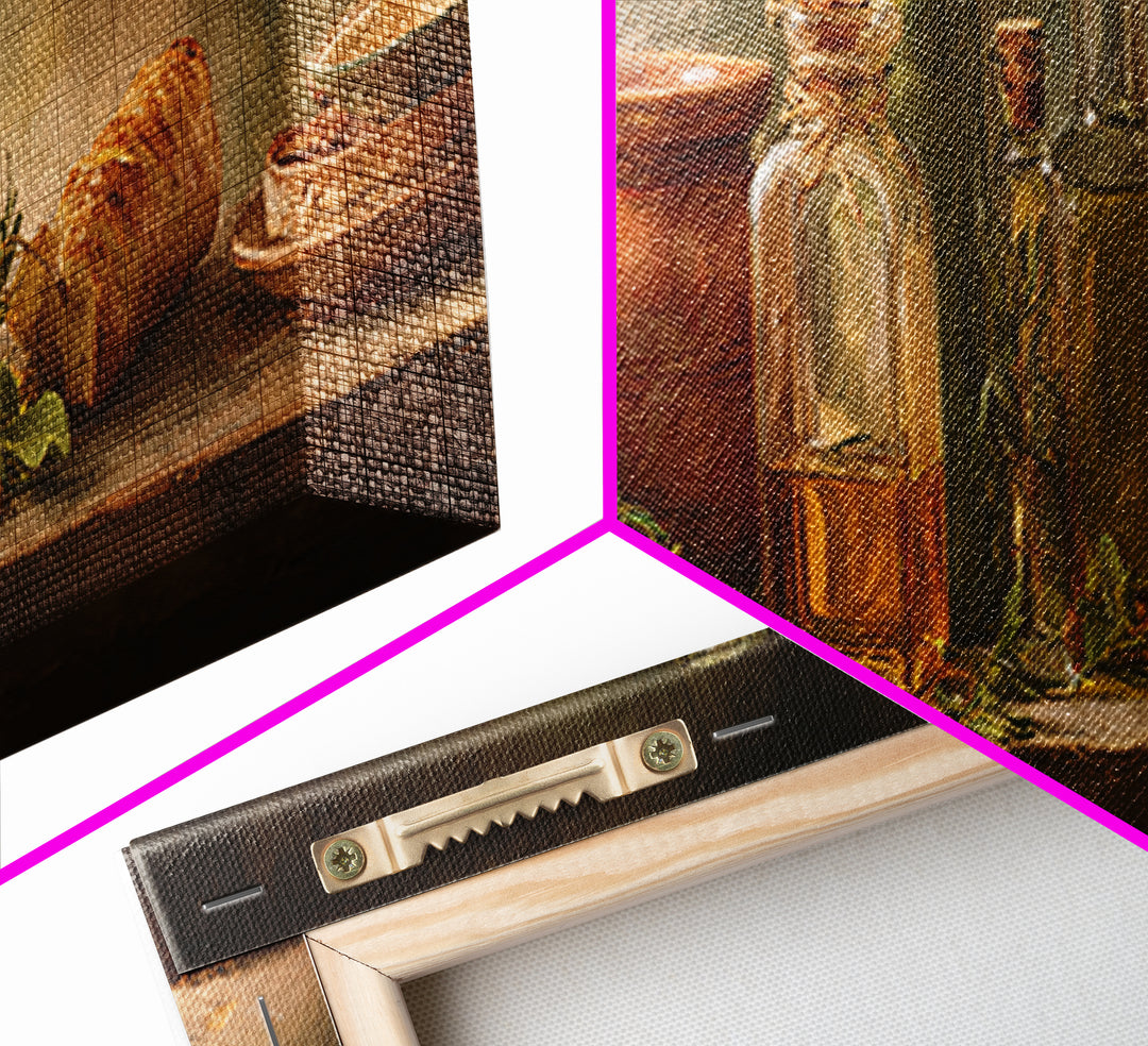 Olive Oil Bottle and Rosemary Branch Canvas Print, Kitchen Art, Bar Cart Decor, Kitchen Decor, Oil Painting, Kitchen, KIT-3x1-93
