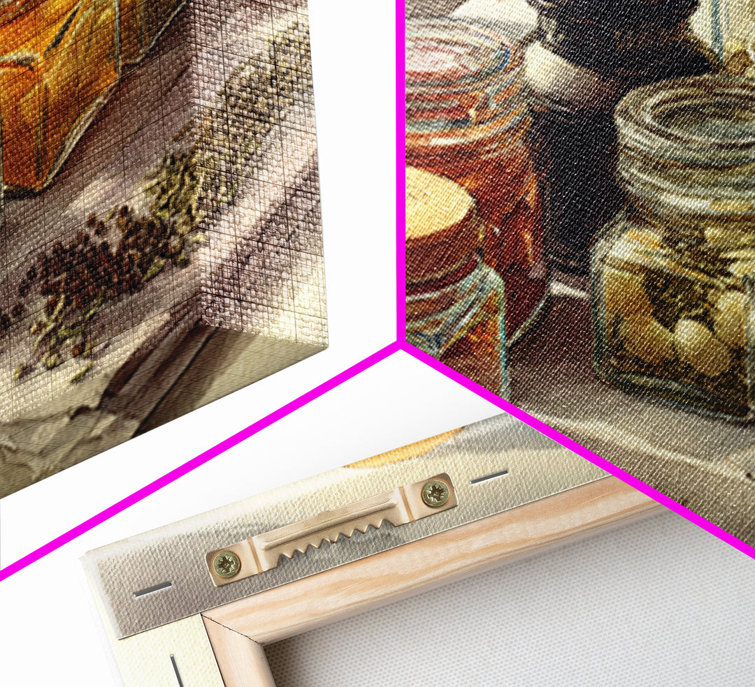 Watercolor Spice Jars Without Readable Labels Canvas Print, Kitchen Art, Kitchen Decor, Fine Art, Kitchen, Kitchen Art Print, KIT-3x2-17