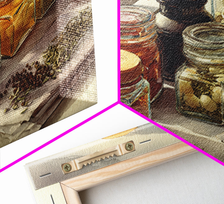Watercolor Spice Jars Without Readable Labels Canvas Print, Kitchen Art, Kitchen Decor, Fine Art, Kitchen, Kitchen Art Print, KIT-3x2-17