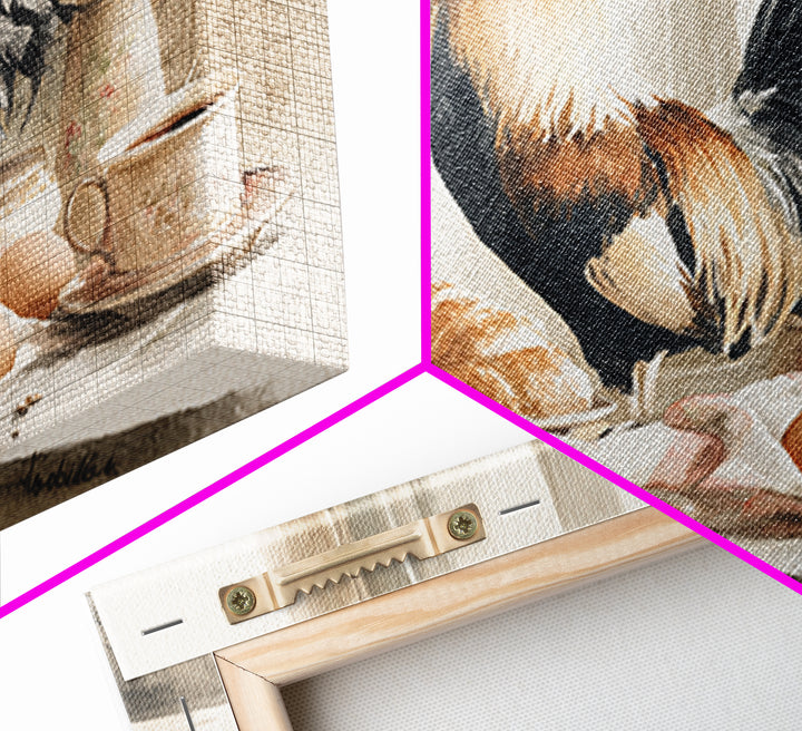 Rooster Portrait for Country Kitchen Charm Framed Canvas Print, Kitchen Art, Printable Art, Kitchen Decor, Oil Painting, KIT-3x2-20