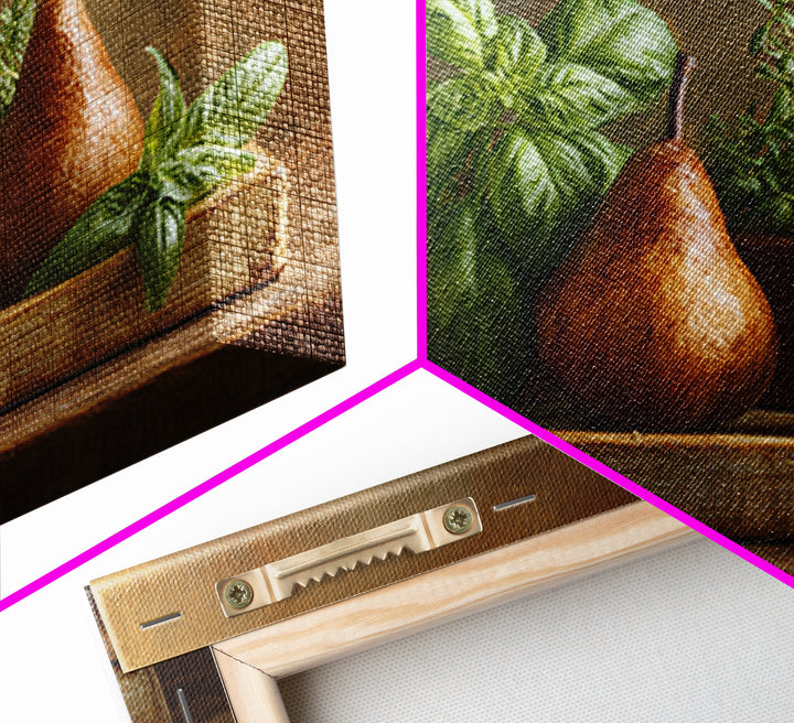 Farmhouse Pears on a Wooden Board Canvas Print, Kitchen Art, Coffee Art, Kitchen Decor, Oil Painting, Kitchen, Fine Art Print, KIT-3x2-37